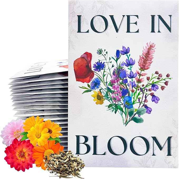 Wildflower Seed Packets Love in Bloom Party Favors (Pack of 30) - for Wedding Engagement Anniversary Bridal Shower Favor