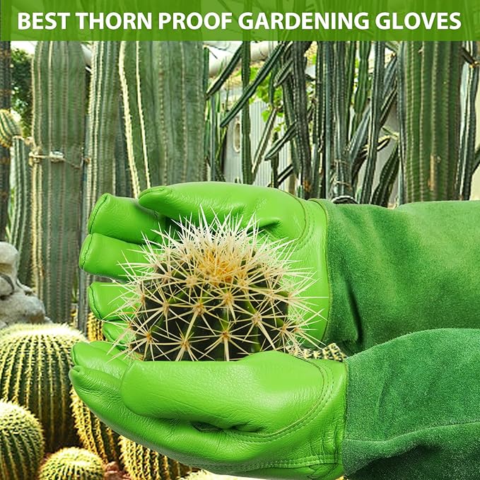 Long Gardening-Gloves Women/Men-Thorn proof Rose Pruning Heavy Duty Gauntlet, Best Garden Gifts for Gardener-S