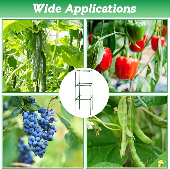 45x14.5x14.5in Adjustable Tomato Cage for Garden - 2 Pack Easy to Assemble Square Tomato Plant Support Poles, Heavy Duty Metal Plant Tower Stakes Cucumber Trellis for Climbing Vegetable Flowers Fruits