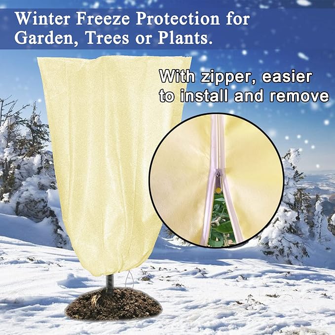 SKARUMMER Winter Plant Covers Freeze Protection 47.2 x 70.8 Inch Garden Frost Tree Blanket Shrub Covers with Drawstring & Zipper for Cold Weather Frost Protection Sun Protection (2 Pack)