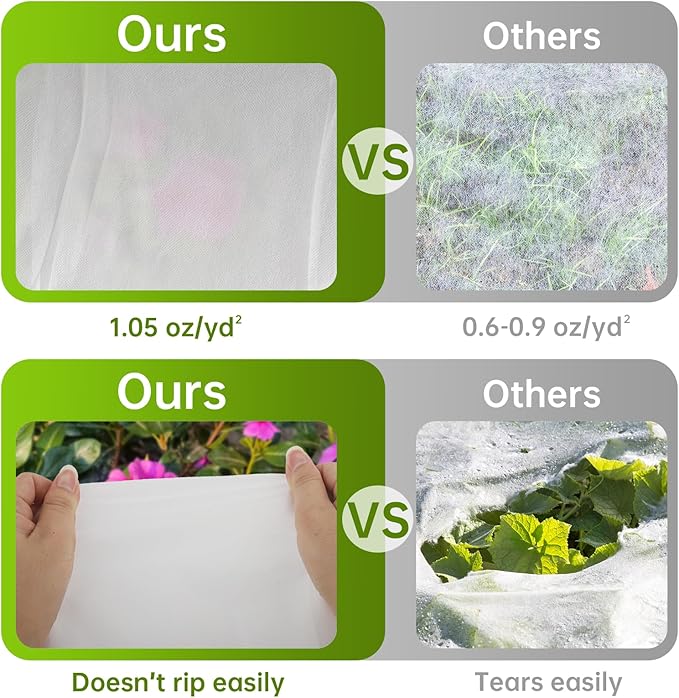 10 * 33 FT Plant Covers Freeze Protection, 1.05oz/yd² Frost Cloth for Outdoor Plants, Floating Row Cover Frost Blankets for Winter Garden Vegetables, Reusable Plant Frost Protection Covers