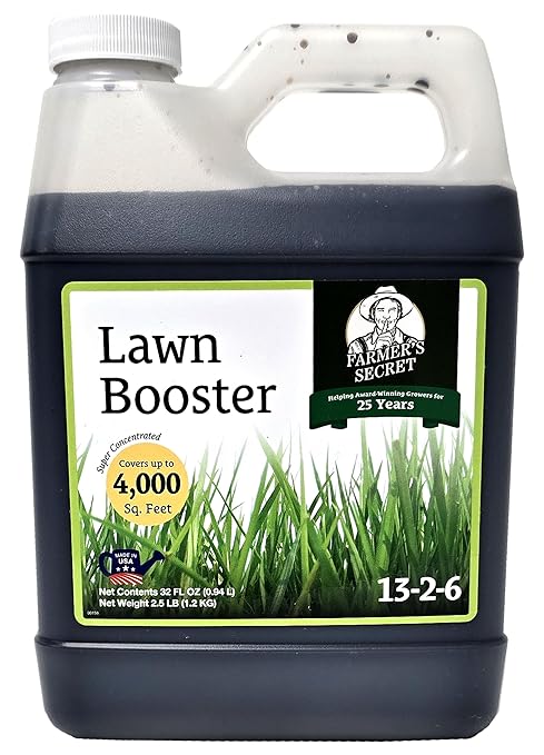 Farmer’s Secret Lawn Booster Fertilizer - Super Concentrated - All Around Fertilizer for all Types of Lawns and Turfs (32oz)