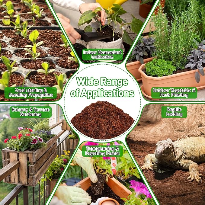 Riare 50 Pcs 40mm Organic Coco Coir Seed Starter Soil, Compressed Coconut Coir Potting Soil Mix for Seed Starting, Coconut Fiber Pellet for Planting Indoor & Outdoor Plants, Vegetables, Garden
