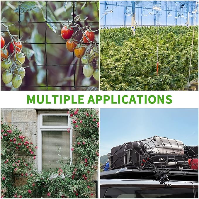 iPower 3x3FT Elastic Trellis Netting, Heavy-Duty Plant Net with Hooks, Flexible Hydroponics Support for Indoor Plants, Gardening, Vegetables, Black