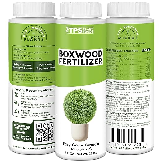 Boxwood Fertilizer – Liquid Plant Food for Dense Growth, Rich Green Foliage, & Stronger Roots, 1 Gallon