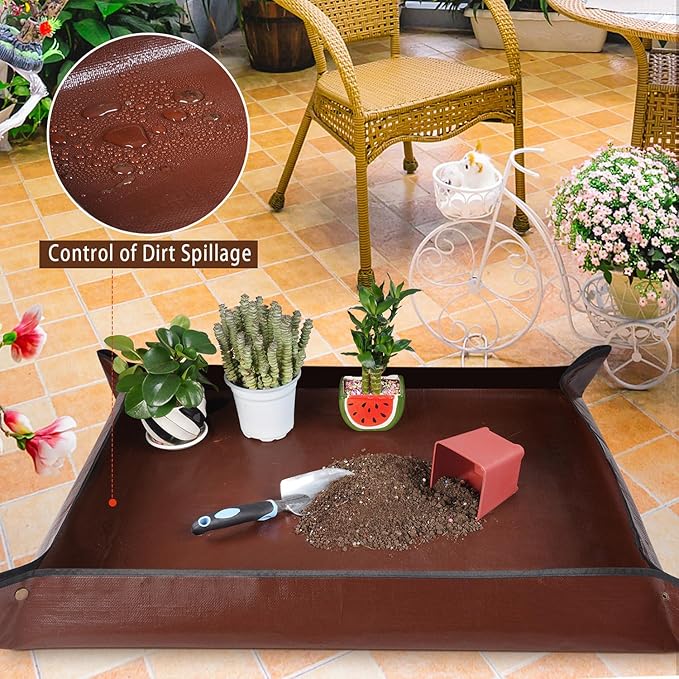 HNXTYAOB 39.5"x 39.5" Extra Large Potting Mat for Indoor Plants Transplanting and Potting Soil Control-Gardening Gifts for Plant Lovers
