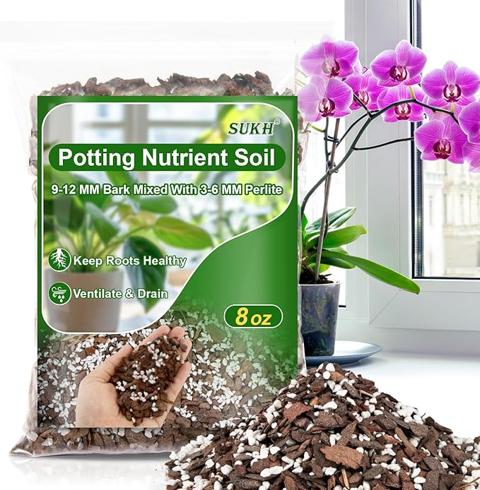 Sukh Potting Mix 8 OZ - Multi-Purpose Plant Potting Soil Orchids Food Planting Supplies Pine Bark Perlite Mulch Plant Soil for Indoor Plants Succulent Drainage Ventilation