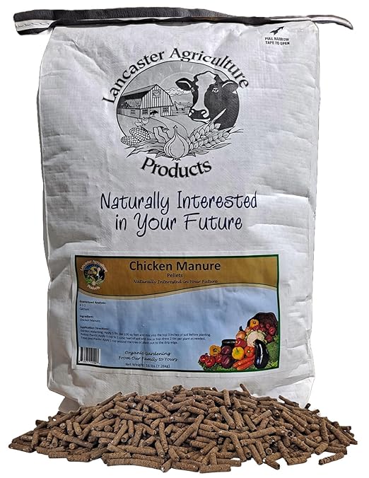 Chicken Manure Pellets 16 Pounds - Nutrient-Rich, Slow-Release Fertilizer with Nitrogen, Phosphorus & Potassium for Healthy Plant Growth and Soil Improvement - Lancaster Agriculture Products