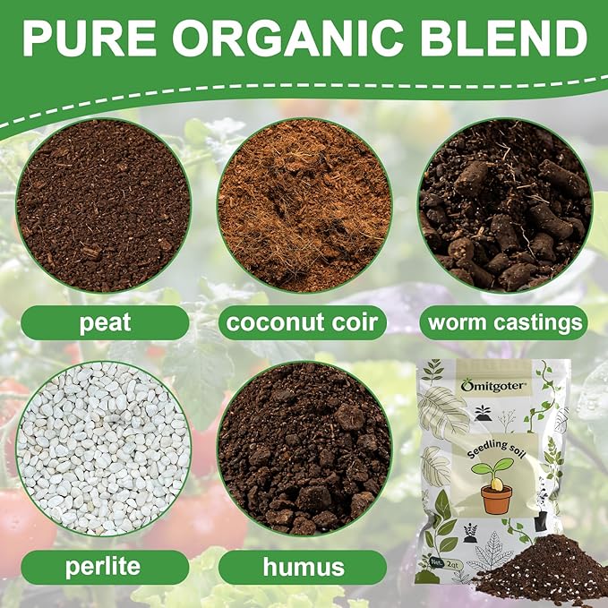 Organic Seed Starter Soil and Potting Mix 2qt ，100% Natural,Promotes Rapid Rooting & Germination