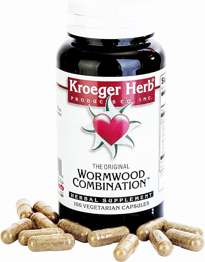 Kroeger Herb Products, Wormwood Herb, Black Walnut, Clove, Quassia, Worm Wood Detox Cleanse - Wormwood Capsules, Non-GMO, Gluten Free, No Preservatives or Fillers - 200 Capsules, Made in USA