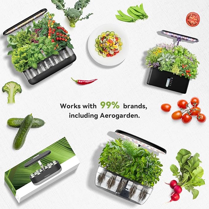 inbloom 18-Pod Vegetable Seed Pod Kit for AeroGarden, Ahopegarden, Gardencube Hydroponic Garden with 350+ Seed: Strawberry, Cucumber, Green Pepper, Cherry Tomato, Radish, Dwarf Pea – Mothers Day Gift