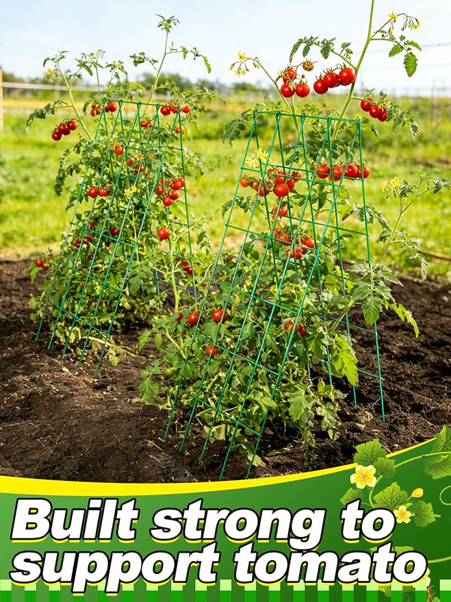 2 Sets Cucumber Trellis for Raised Garden Bed - 4.5mm Wire Heavy Duty Weather-Resistant Foldable A-Frame Metal Plant Support, for Squash Pole Bean Climbing Plants Vegetables Outdoor