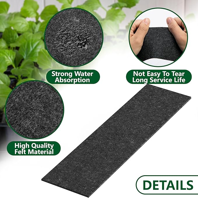 EBaokuup 4 Pcs 12-Cell Replacement Capillary Mats-18.5 x 3.5 Inches Self Watering Seed Starting Mat-Capillary Mats for Indoor Gardening Greenhouse Plant Seed Starting