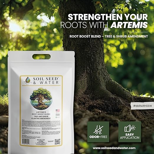 Soil Seed & Water Artemis Root Boost Organic Soil Amendment – Concentrated Fertilizer for Trees, Shrubs & Deep Root Growth - OMRI Listed Organic Fertilizer
