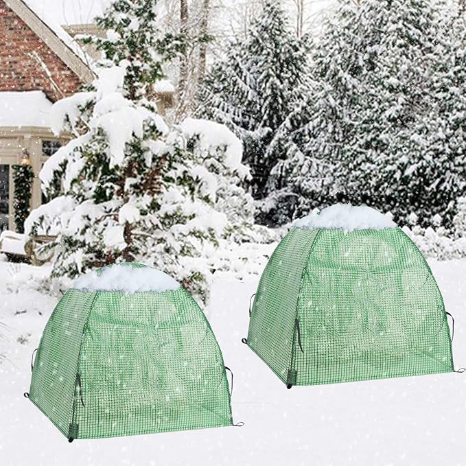 2 Pack Plant Freeze Protection Covers Winter Shrub Covers Plant Frost Protection Tent, Warm Plant Tents Protecting Fruit Potted Plants Tree from Freezing Animals Eating ((22x22x23in, PVC Grid))