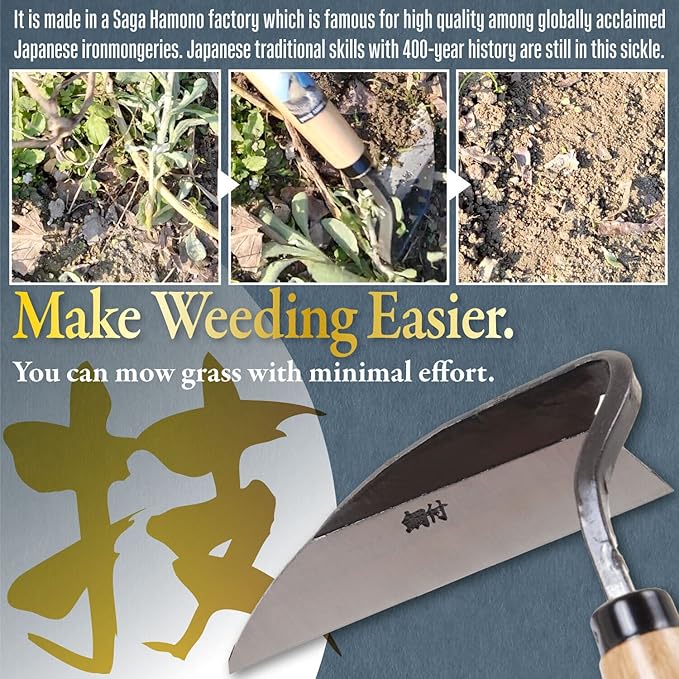 Japanese Weeding Tool Very Sharp Edge Nejiri Gama - Made in Japan - Traditional Craftsmanship