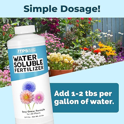 Water Soluble Fertilizer – Liquid Plant Food for Fast Nutrient Uptake, Vigorous Growth & Strong Root Development, 32 oz