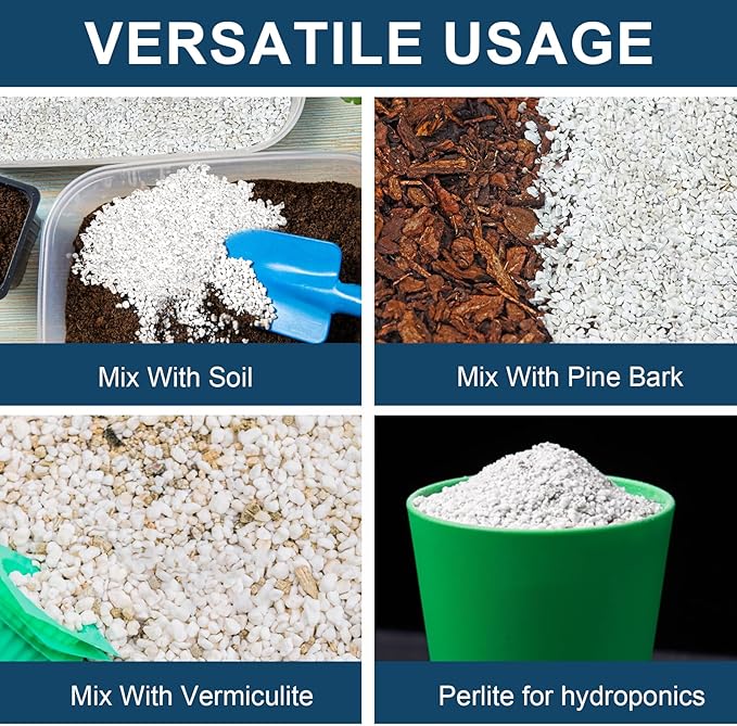 Horticultural Perlite Plants 4qt, Chunky Perlite Bulk for Gardening, Soil Amendments to Improve Soil Aeration & Dranage for Houseplant