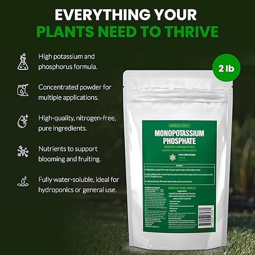 Humboldts Secret Monopotassium Phosphate 0-52-34 | MKP Fertilizer Bloom Booster for Flowers, Fruits & Vegetables | High Purity Water Soluble Phosphorus and Potassium Plant Food | 2 lb