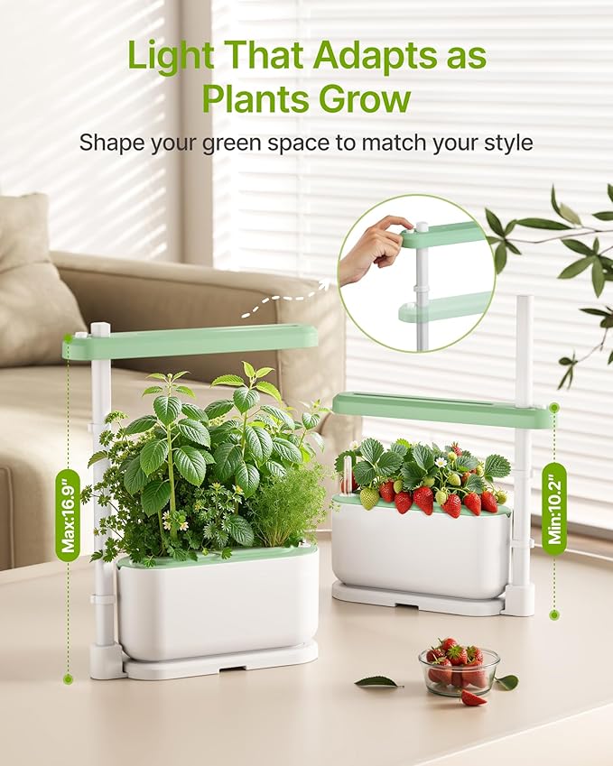 SUNCOZE Hydroponics Growing System Kit with 3 Pods – Full Spectrum LED Grow Light, Adjustable Height Indoor Herb Garden, Compact Hydroponic System for Beginners，Gardening Gifts