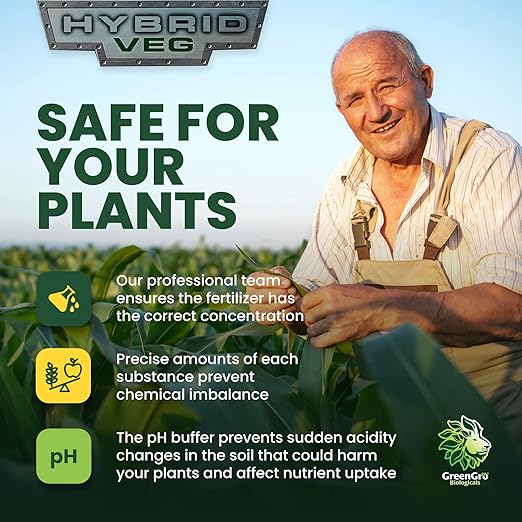 GreenGro Hybrid Veg, Water-Soluble Fertilizer for Plants, Highly Concentrated Liquid Plant Food for Indoor & Outdoor Gardens 12-12-12 2lb