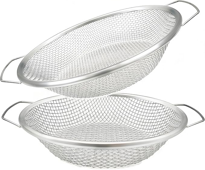 2PCS Soil Sifter for Gardening Top Soil, Sand Sifter, Dirt Sifter, Compost Sifter, Rock Sifter, Garden Soil, Vermiculite for Gardening Seed Blocking Tool - 3mm 6mm Mesh with Handle