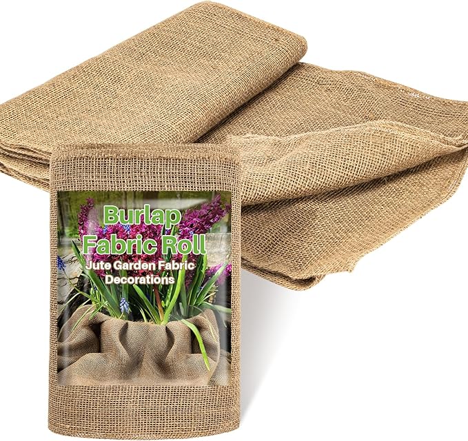 Burlap Fabric Roll - Natural Gardening Burlap Roll 13 Feet x 19.7" Multipurpose Jute Fabric for Boho Wedding Decor Outdoor Weed Barrier Tree Trunk Wrap Farmhouse Table Decor for Crafts