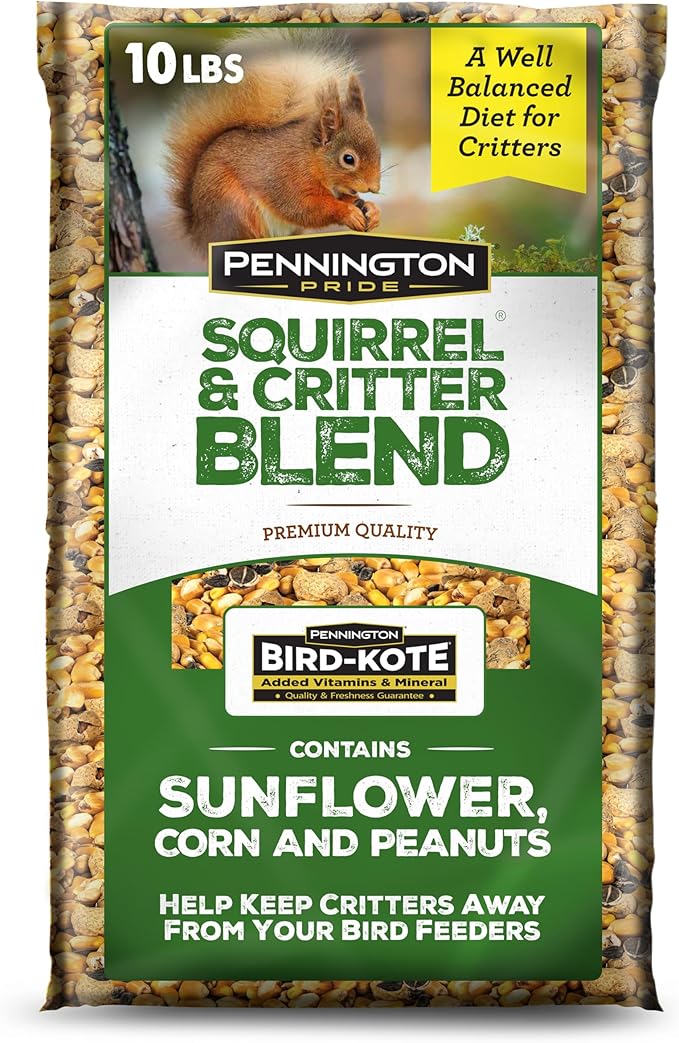 Pennington Pride Squirrel & Critter Blend, With Sunflower Seeds and Peanuts for Squirrels, Helps Keep Critters Away From Bird Feeders, 10-lb. Bag