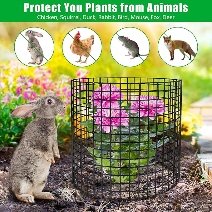 5 Pack Plant Protector from Animals, 13x12 inch Wire Plant Cages Mesh Plant Cage Garden Plant Protector, Sturdy Bunny Barricades Chicken Wire Cloche Plant Protectors for Keeping Bunny Animals Out