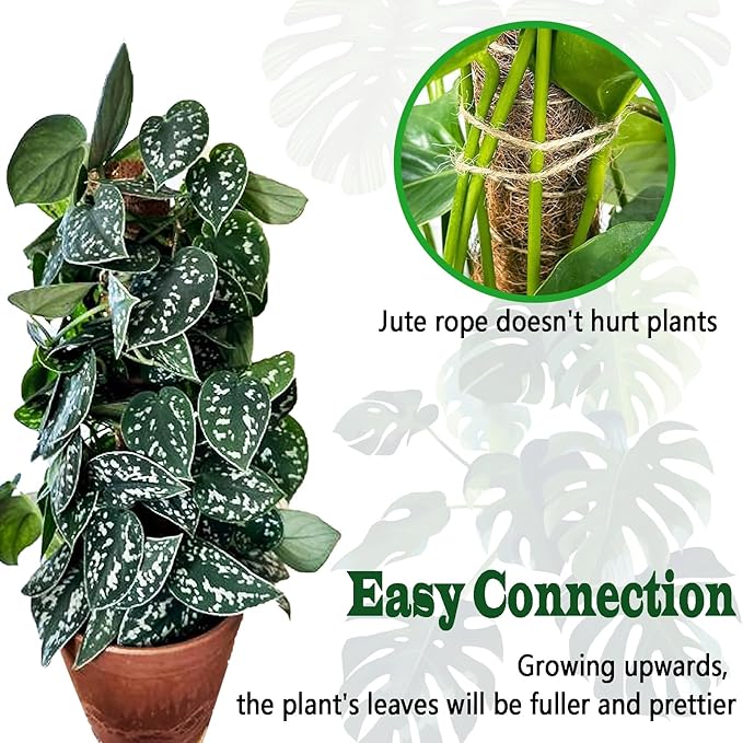 2 Pack 21 Inch Moss Poles, Stackable Moss Pole for Plants Monstera, 37 Inch Tall Moss Poles for Climbing Plants Indoor, Coir Totem Plant Support Stakes Stand for Potted Plants, Pothos