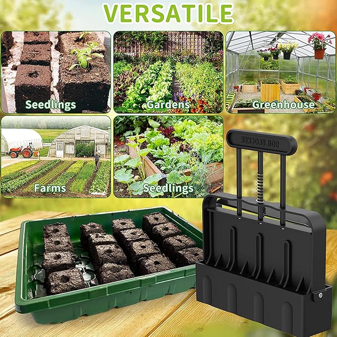 Pssopp Soil Blocking Tool Soil Block Maker 4 Cells Top Hill Soil Blocker Quad Soil Blocker Set for Outdoor Garden Seed Plants