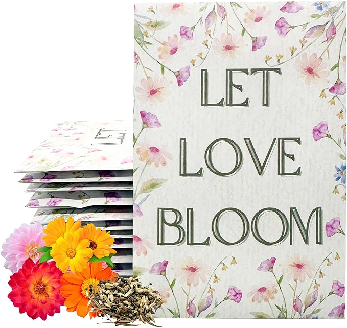 Wildflower Seed Packets Let Love Bloom Party Favors (Pack of 30) - For Wedding Engagement Anniversary Bridal Shower Favor