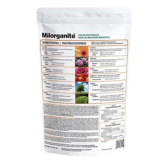 Milorganite All-Purpose Eco-Friendly Slow-Release Nitrogen 6-4-0 Fertilizer, 5 Pound Bag - for Lawns, Flowers and Gardens