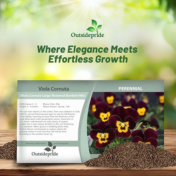 Outsidepride Bambini Mix Viola Pansy Seeds for Planting - 2000 Pcs. Perennial, Cold-Hardy & Pollinator Friendly Flowers with Fragrant Blooms for Garden Beds, Borders & Container Displays