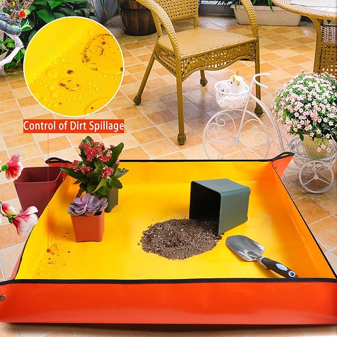 HNXTYAOB Extra Large Repotting Mat for Indoor Plants & Potting Soil Mat Portable Potting Tray Reusable Gardening Mat Garden Gift for Women Men (39.5"X39.5")