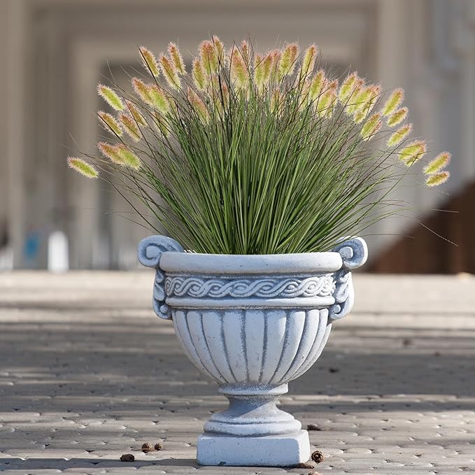 Ttranewsoo Artificial Grass, Fake Grass, Artificial Shrubs, Wheatgrass Cattails Fake Grass Decorations, Artificial Plants, Ornamental Grass, Outdoor Fake Grass, Green Leafy Decorations (12PCS)