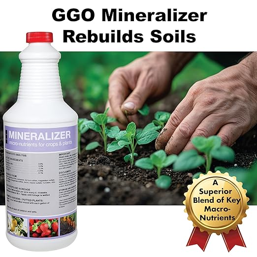 Organic Liquid Mineral Fertilizer for Plants – Fix Nutrient Deficiencies & Restore Soil Health – Micronutrients for Strong Growth & Yield – Garden, Vegetables, Indoor (GGO Mineralizer)