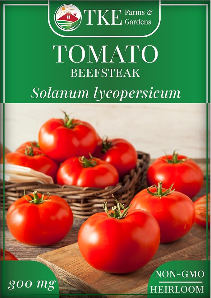TKE Farms & Gardens - Beefsteak Tomato Seeds for Planting, 75+ Non-GMO Heirloom Seeds, Grow Juicy, Meaty Tomatoes Perfect for Slicing, Sandwiches & Sauces, Includes Easy Growing Instructions
