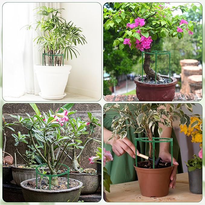12 Pack Plant Support Stakes, 6.3 x 5.9 Inch Plastic Plant Cage Holders, Half Round Plants Support, Garden Flower Stakes for Indoor Outdoor Climbing Plants Vegetable Flower Pot