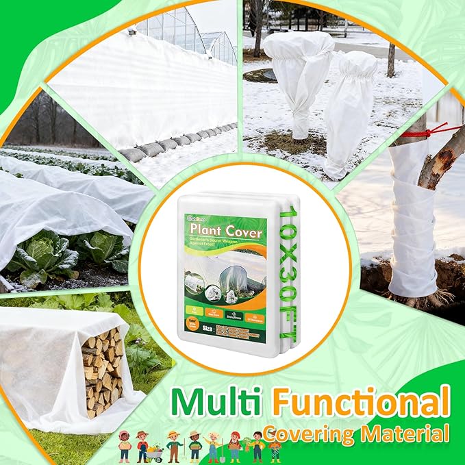 White Plant Covers Freeze Protection, 10 x 30 ft - 0.9 oz/yd² Frost Cloths for Outdoor Plants, Tree Covers Freeze Protection, Winter Garden Blanket, Sun Cover for Plants for Greenhouse, Vegetables