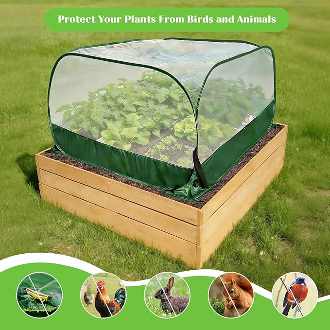 40" x 40" x 20" Pop Up Garden Mesh Plant Cover, Foldable Plant Protector Mesh Plant Enclosure, Outdoor Garden Netting Plant Cover Bird and Pest Protection Guard for Vegetables Fruits Flowers Seedlings