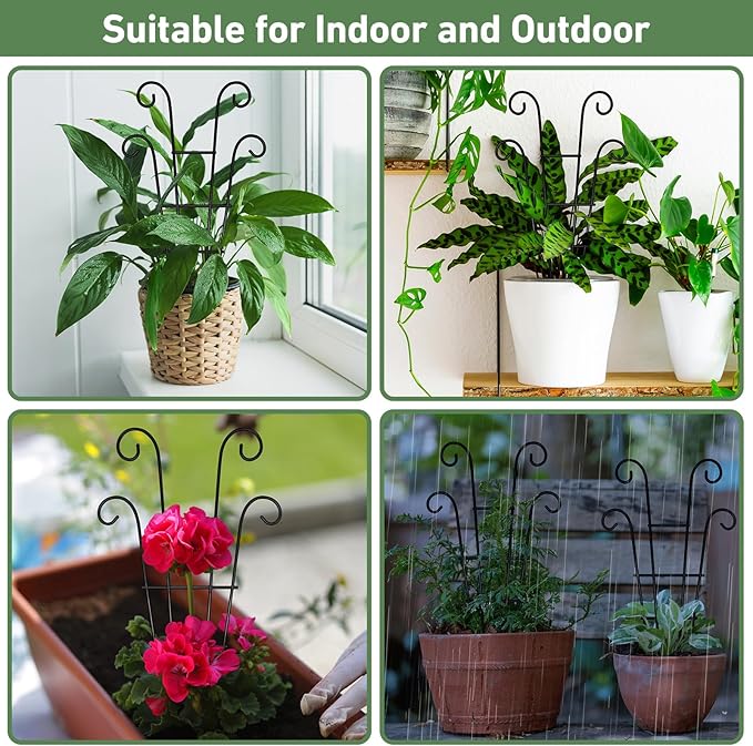 14.17in Trellis for Climbing Plants Indoor, Small Metal Plant Trellis for Potted Plants, Houseplant Trellis Plant Support for Hoya Pothos Vine, Set of 4p, Black