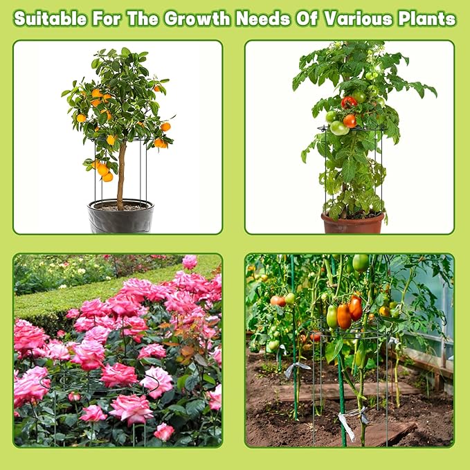 6 Packs Peony Cages and Supports, 11.8" Dx16 H Round Peonies Support Cages, Heavy Duty Flower Support Rings Plant Supports for Outdoor Plants, Plant Cage Ring for Roses, Hydrangeas, Tomatoes