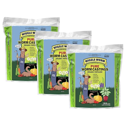 100% Pure Organic Mineral-Dense Worm Castings Fertilizer in Resealable Zipper Pouch, 4.5lbs, 3 Pack - Improves Soil Fertility and Aeration for Growing Better Houseplants, Veggies, and More