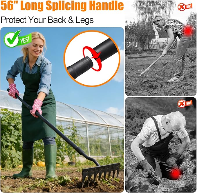 Manual Weeder Tool, 56" Weed Puller Tool with Sharp Blade, 11" Wide Heavy Duty Stand Weed Remover Gardening Hand Tool for Lawn, Yard, Patio and Backyard, Weeding Loosening Soil