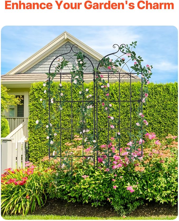 VEVOR 71 x 20 in, 2 Packs Rustproof Metal Garden Flower Trellis, Outdoor Climbing Rose & Cucumber Support, Decorative Clematis Trellis for Courtyards & Lawns