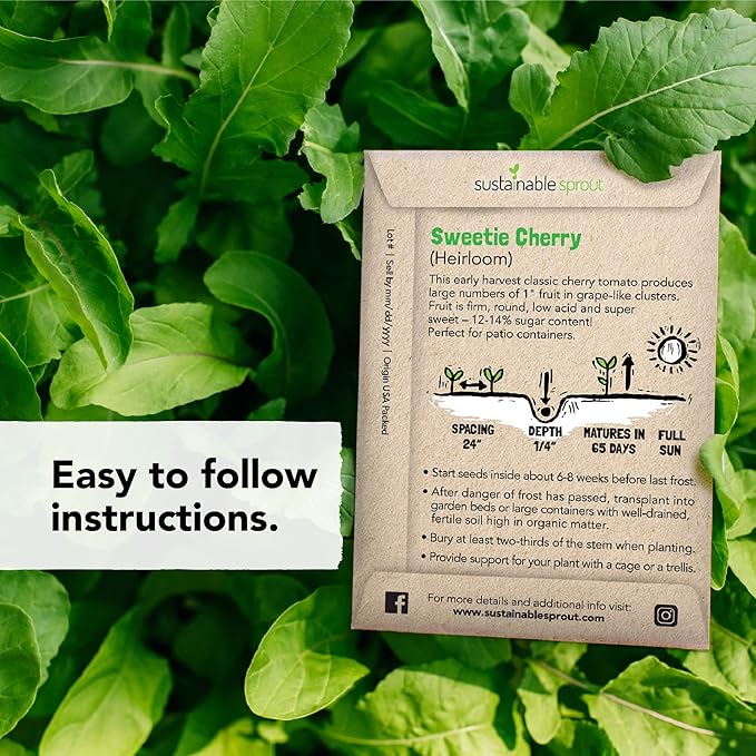 Heirloom Tomato Seeds For Planting: 9 Tomato Variety Pack: Cherry, Brandywine Beefsteak, Yellow Pear, Golden Jubilee, Plum Roma, Tomatillo, Ace 55 San Marzano Organic Tomato Seeds by Sustanible Sprout