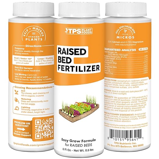 Raised Bed Fertilizer – Liquid Plant Food for Higher Garden Yields, Strong Root Development & Healthy Vegetable Growth, 8 oz