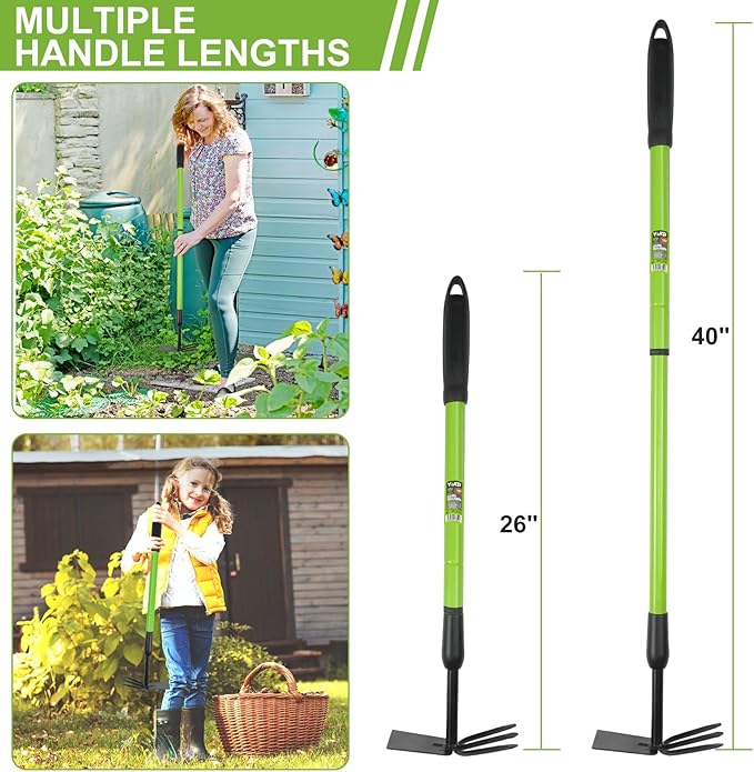 Garden Hoe - Telescoping 27-39 Inch Dual Head Weeder & Cultivator with Adjustable Handle, Lightweight Rust Resistant for Raised Beds, Camping, Beach & Backyard Gardening