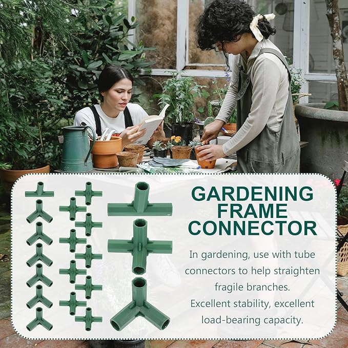 20pcs Greenhouse Frame Connectors Gardening Frame Joints 16mm Pole Connectors for Garden Stakes and Plant Support Structures Sturdy Fixing for Outdoor Greenhouse Construction